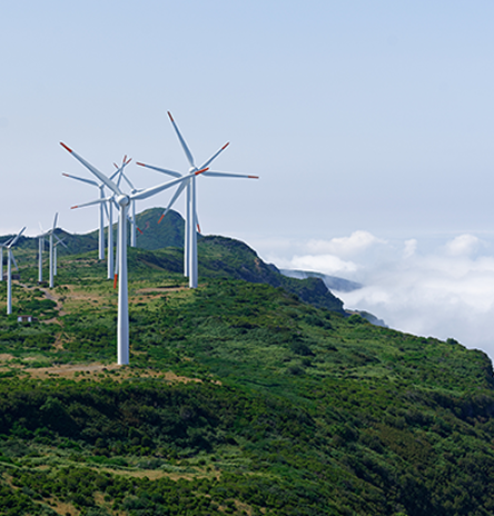 Wind turbines on a hillside