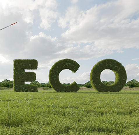 ECO letters made of grass